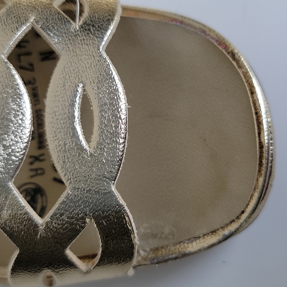 Lifestride Cuscino Vintage Made In USA Vintage Gold Block Heeled Sandals 7.5 N - Picture 12 of 16